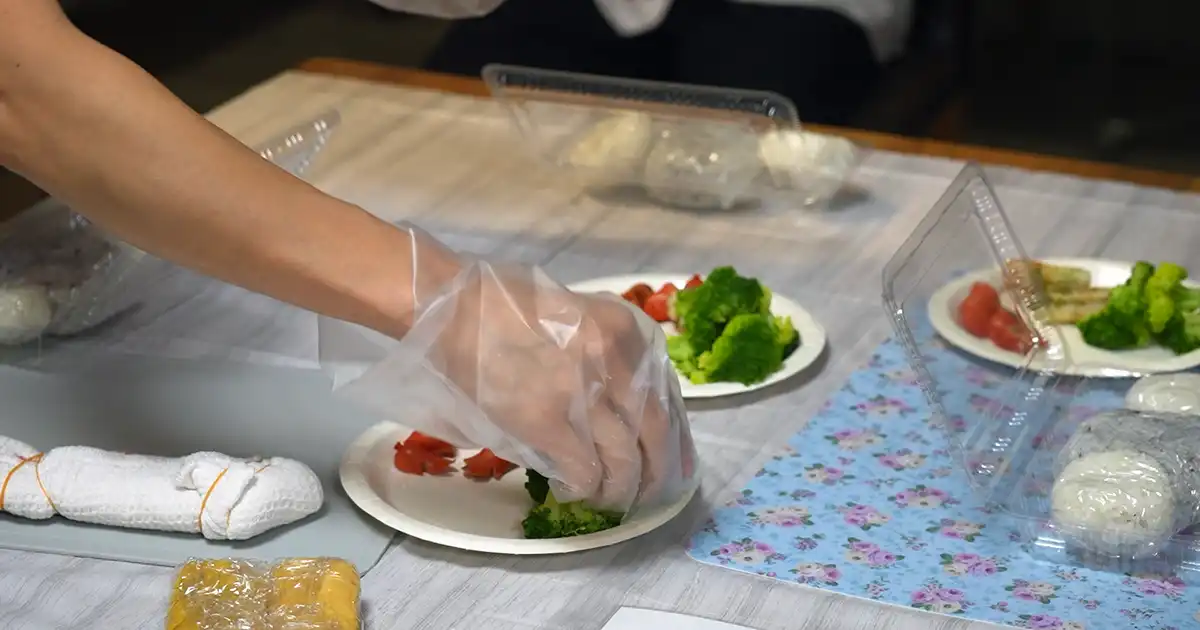 Colorful side dishes plated with the charaben